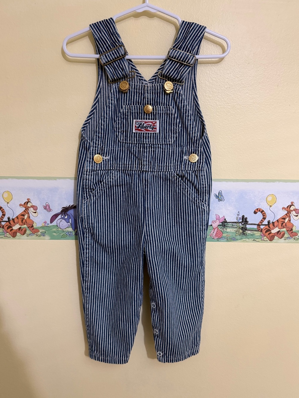 vintage liberty railroad stripe overalls